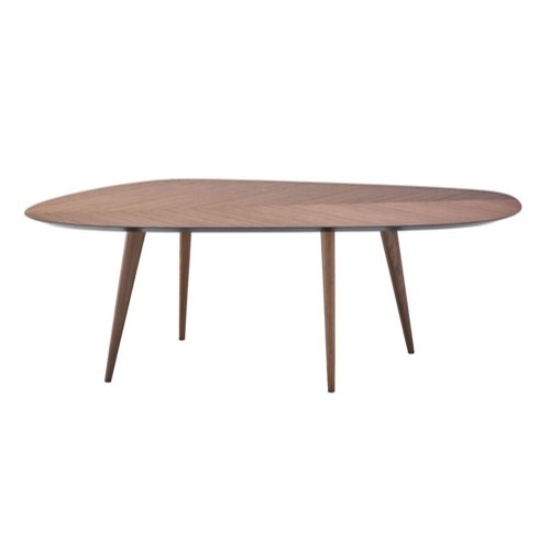 meubles mid century modern design et plantes Table ovale Tweed bois naturel
