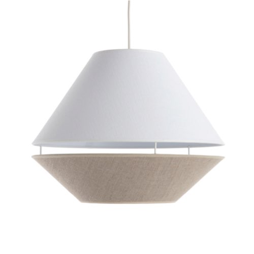 mobilier entree style minimaliste pas cher Suspension design en lin naturel et blanc D40 cm