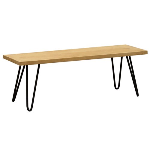 mobilier entree style minimaliste pas cher Banc industriel en bois manguier massif et métal noir L130 cm