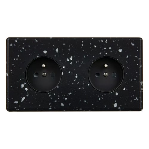 objet deco design terrazzo Prise de courant 2 x 2 pôles et terre noir