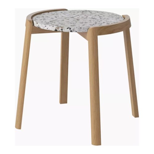 objet deco design terrazzo Table d'appoint grise et bois naturel