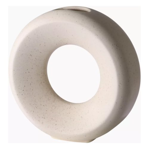 objet decoratif design couleur ecru Vase circulaire en céramique blanche