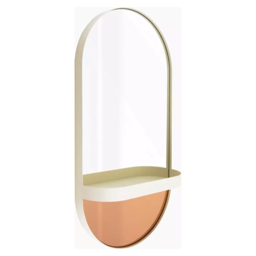 objet decoratif design couleur ecru Miroir mural avec étagère crème