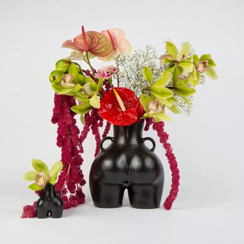 objet decoratif design couleur noir Vase en faïence noir mat 31 cm