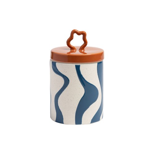 objets decoratifs design a poser dessus buffet Boîte Liquid céramique bleu / Ø 10.5 x H 18 cm