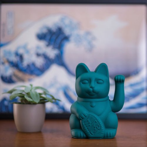 objets decoratifs design a poser dessus buffet Figurine Lucky Cat plastique vert / Plastique