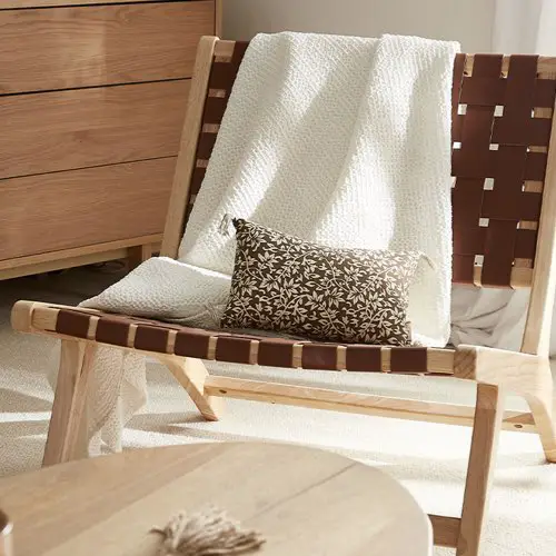 ou acheter fauteuil lounge bois pas cher Fauteuil ethnique en bois et sangles tressées marron