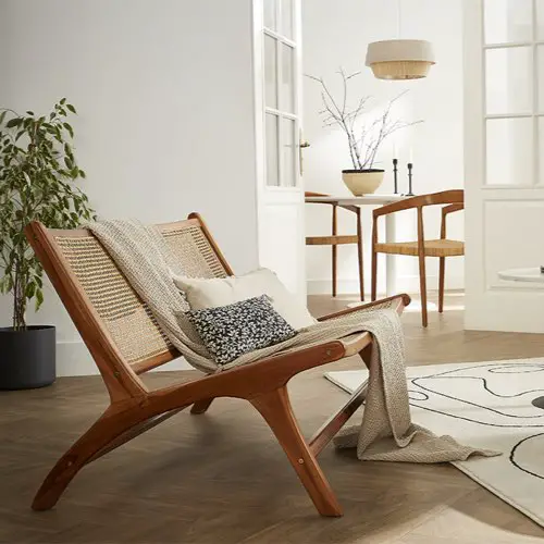 ou acheter fauteuil lounge bois pas cher Fauteuil 2 places en bois teck massif et cannage en rotin naturel