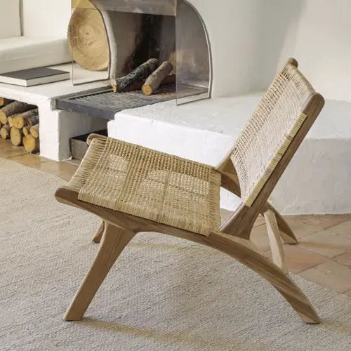 ou acheter fauteuil lounge design bois cannage Fauteuil lounge en teck et rotin