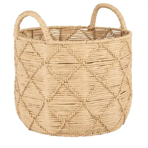 ou acheter panier naturel pas cher Panier beige motifs losanges tressés