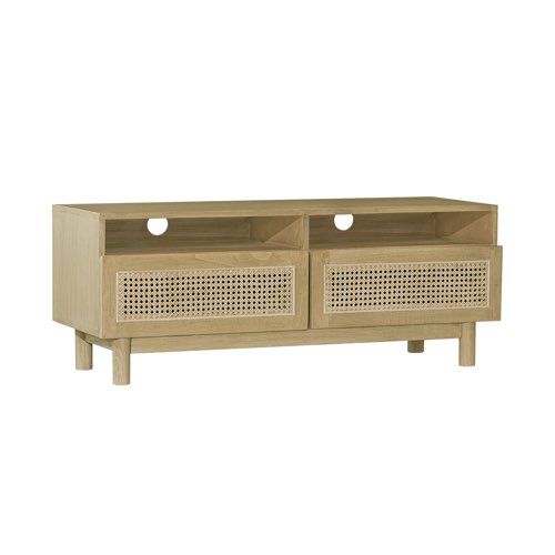 ou acheter petit meuble tv salon moderne Meuble TV en bois clair et cannage rotin L120 cm