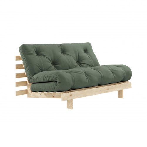 ou trouver beau canape vert Canapé convertible 140x200cm en bois naturel et tissu