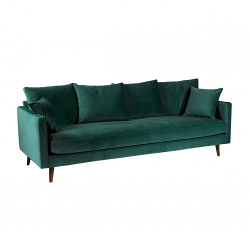 ou trouver beau canape vert Canapé convertible 3 places en velours pieds bois foncé