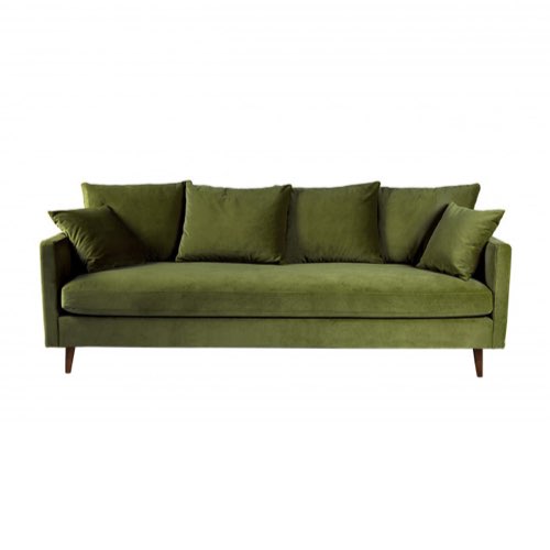 ou trouver beau canape vert Canapé convertible 3 places en velours pieds bois foncé vert olive