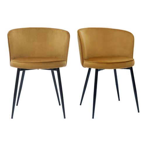 ou trouver chaise fauteuil moderne salle a manger Chaises design en tissu velours bronze et métal noir (lot de 2)
