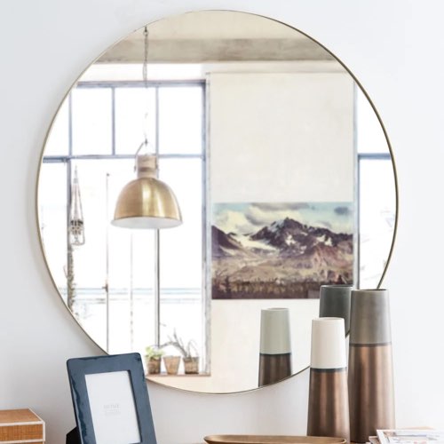 ou trouver miroir rond deco pas cher Miroir rond en métal doré D90