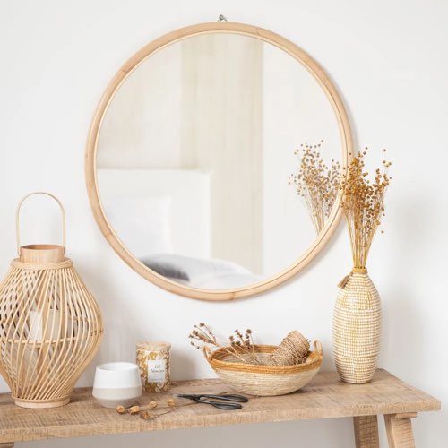 ou trouver miroir rond deco pas cher Miroir rond en rotin D75