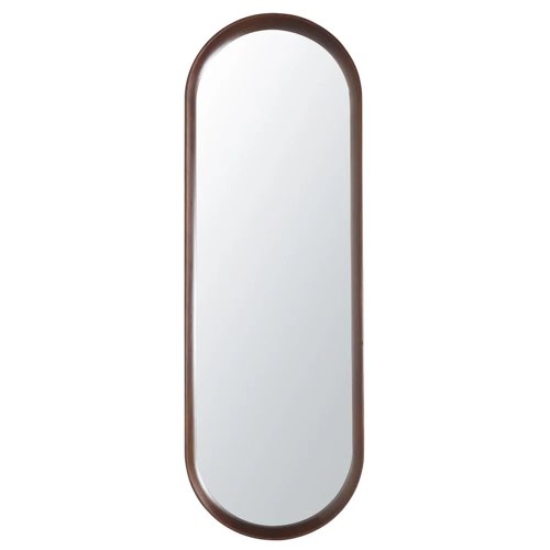 ou trouver miroir rond deco pas cher Miroir gélule en bois d'acacia marron 40x120