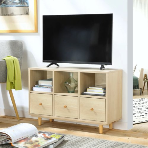 ou trouver petit meuble tv moderne Meuble TV petit espace 3 tiroirs - L80cmx H53cm