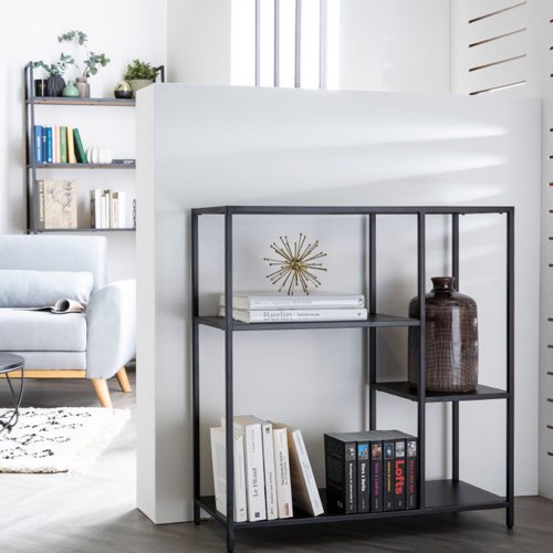 ou trouver petite bibliotheque pas cher deco Console ouverte design en métal noir L80 cm PODIUM