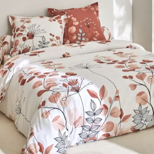 parure de lit adulte couleur terracotta Linge de lit Danae en coton imprimé