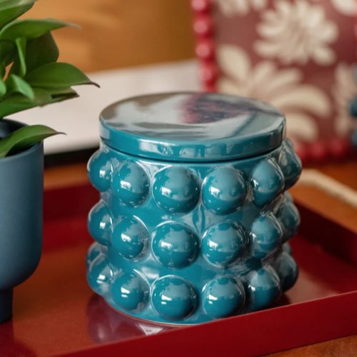 petit rangement eco-friendly sans plastique Boîte décorative en céramique bleue