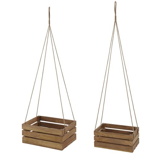 petit rangement eco-friendly sans plastique Cagettes suspendues en bois de manguier (x2)