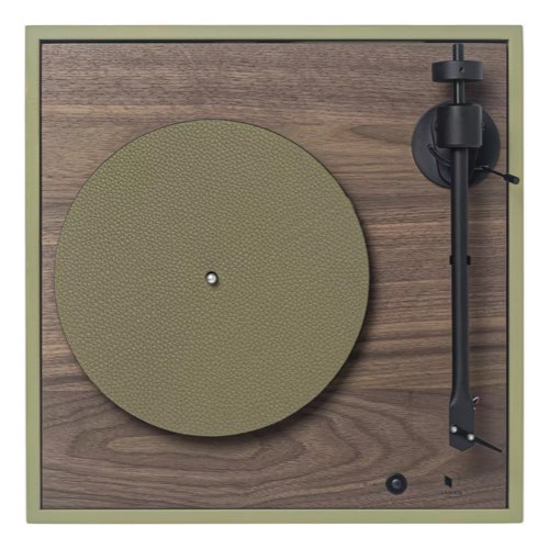 platine vinyle design systeme son Platine vinyle 33/45 tours verte en noyer