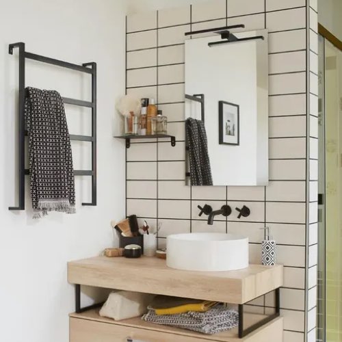 porte-serviette rangement salle de bain leroy merlin Porte-serviettes à fixer ou à suspendre noir en métal