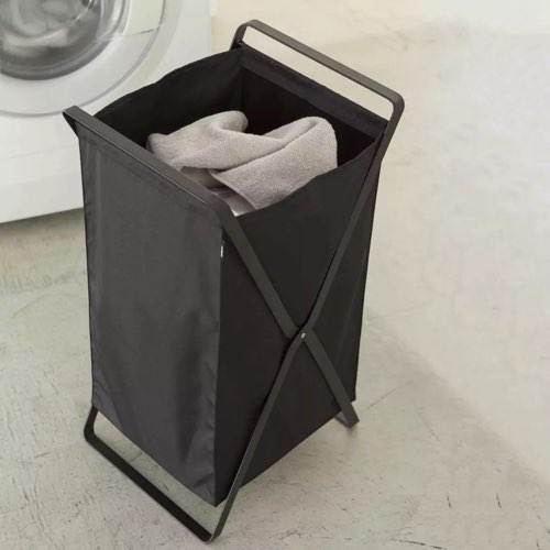 solutions rangement sans plastique design metal tissu Panier à linge noir