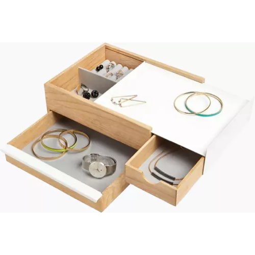 solutions rangement sans plastique design Boîte à bijoux en bois naturel et métal
