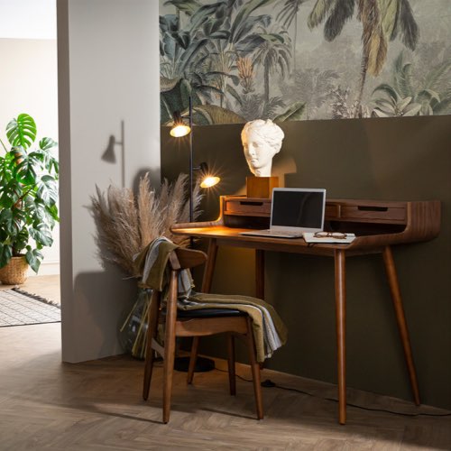 table bureau style moderne Bureau avec rangements scandinave bois clair L110 cm