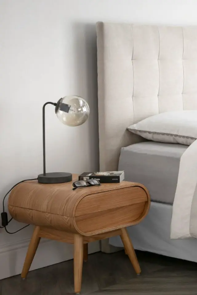 table de chevet moderne chambre a coucher parentale Table de chevet avec tiroir vintage bois clair L45 cm