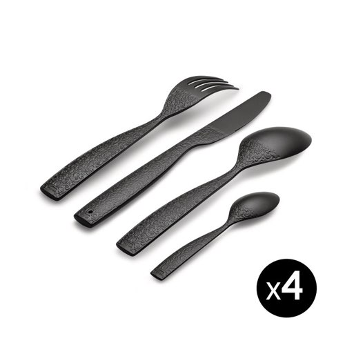 vaisselle design noir et blanc Set de couverts Dressed en plein air plastique / 16 pièces