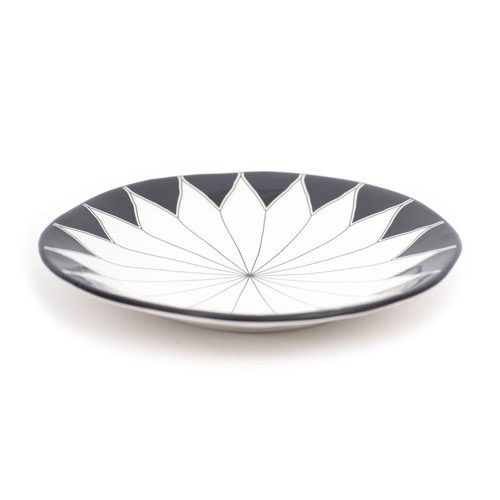 vaisselle design noir et blanc Assiette Daria céramique noir / Ø 22 cm - peint à la main