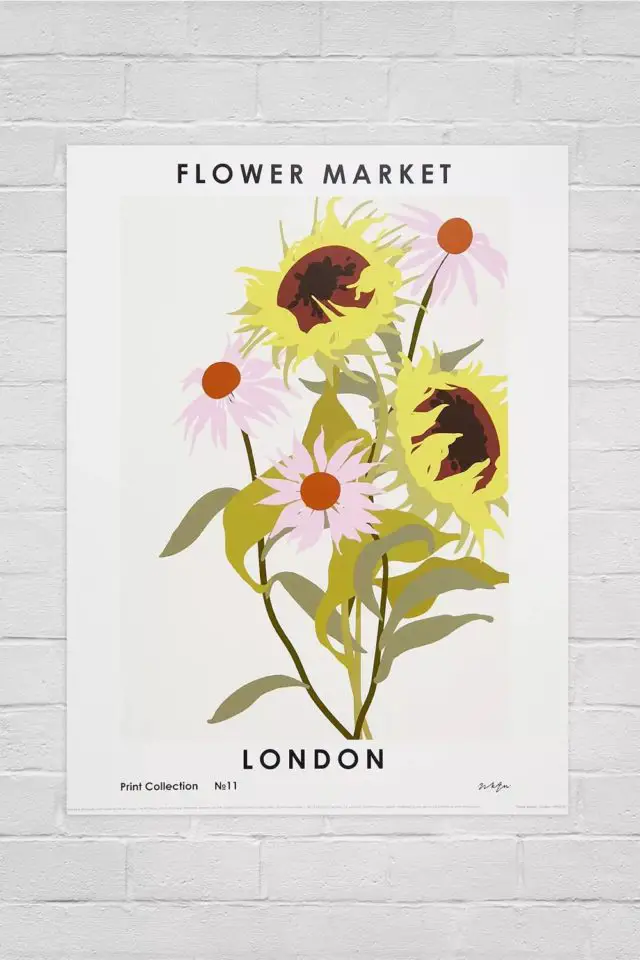 accessoire deco style nature pas cher et original Affiche Imprimé 30x40 marché aux fleurs de Londres