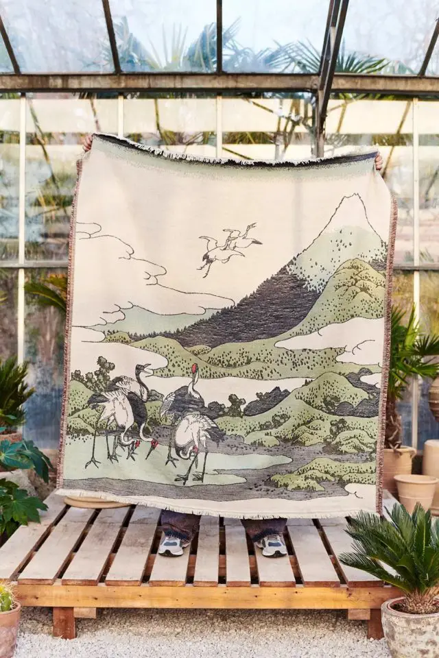 accessoire deco style nature pas cher et original Couverture paysage Hokusai