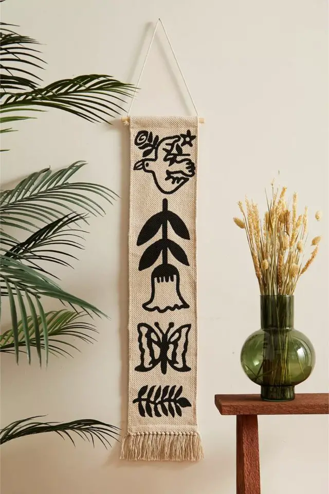 accessoire deco style nature pas cher et original Terra Icon -Tenture murale beige et noir moderne