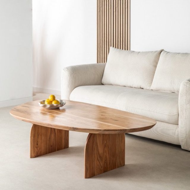 beau meuble moderne petit salon Table basse organique en bois massif d'acacia