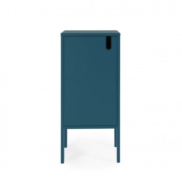 belle decoration chambre couleur bleue Petit meuble de rangement en bois H89cm