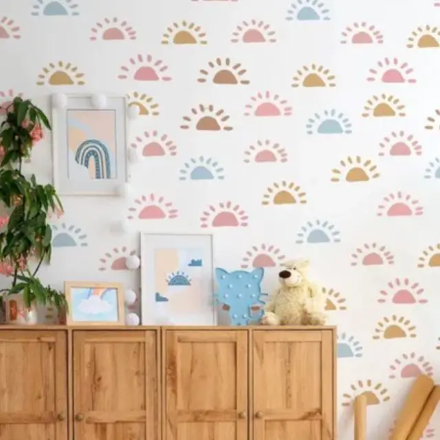 chambre enfant deco mur nature Papier Peint Sokios Soletes 55x300 Multicouleur soleil