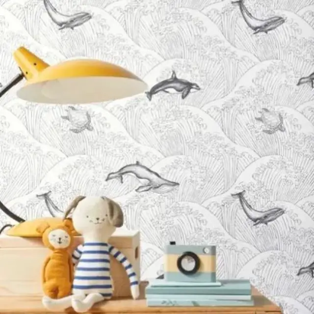 chambre enfant deco mur nature Papier peint intissé Our planet under the sea blanc