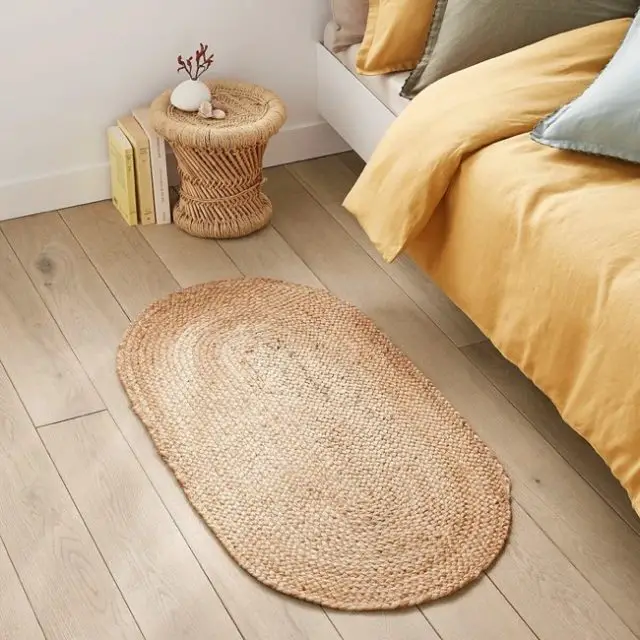 deco arrondie petit prix moderne Descente de lit ovale jute