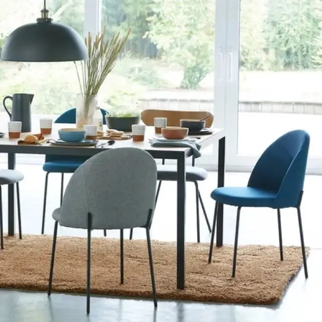 deco salle a manger couleur bleue Lot de 2 chaises NORDIE