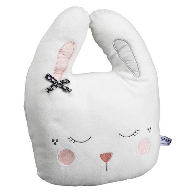 decoration chambre enfant style nature pas cher Coussin déco lapin 34x26cm en Polyester Blanc