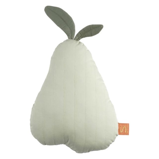 decoration chambre enfant style nature pas cher Coussin déco poire 23x36cm en Coton Vert tilleul