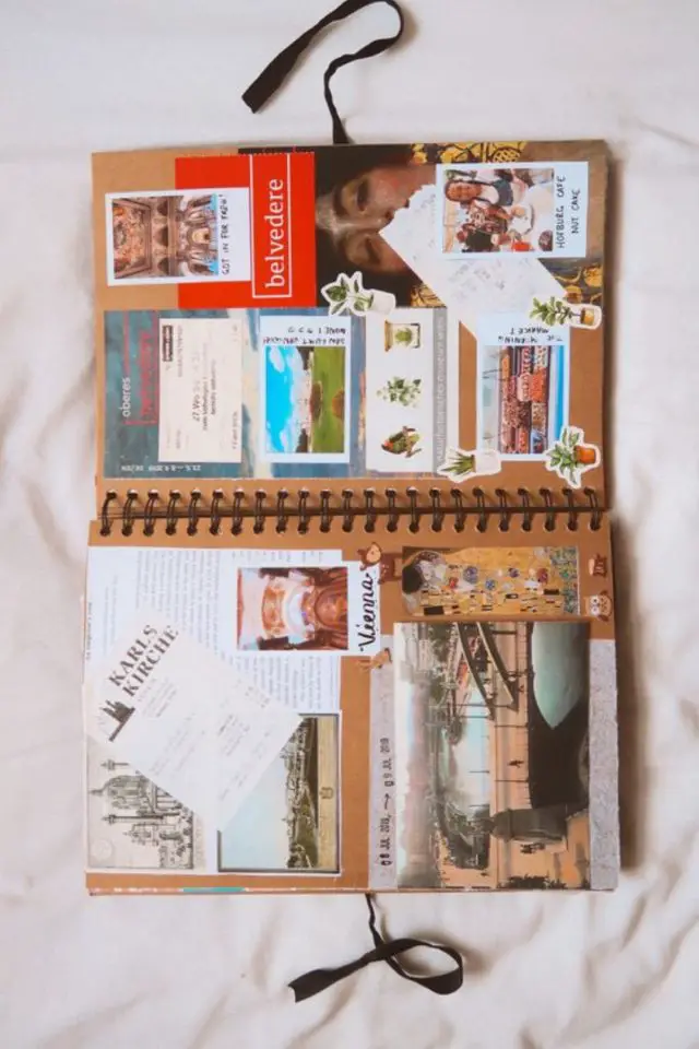 journal voyage scrapbooking exemple carnet à spirale craft souvenir collage