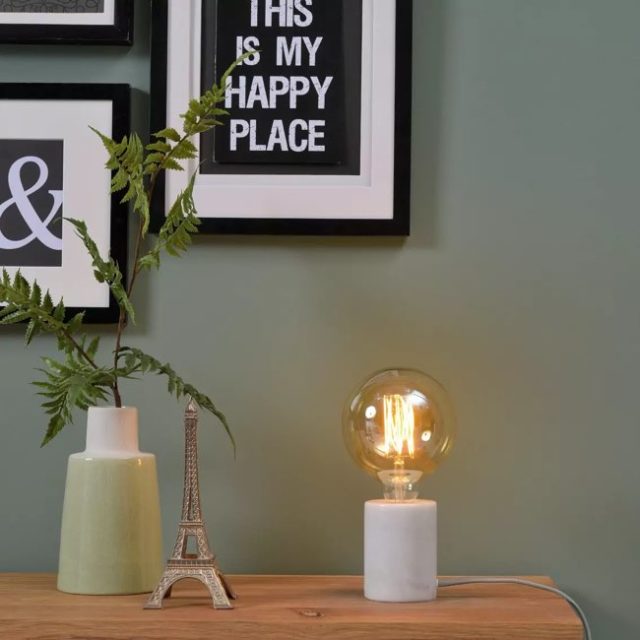 lampe de chevet design minimal Lampe de table en marbre blanc