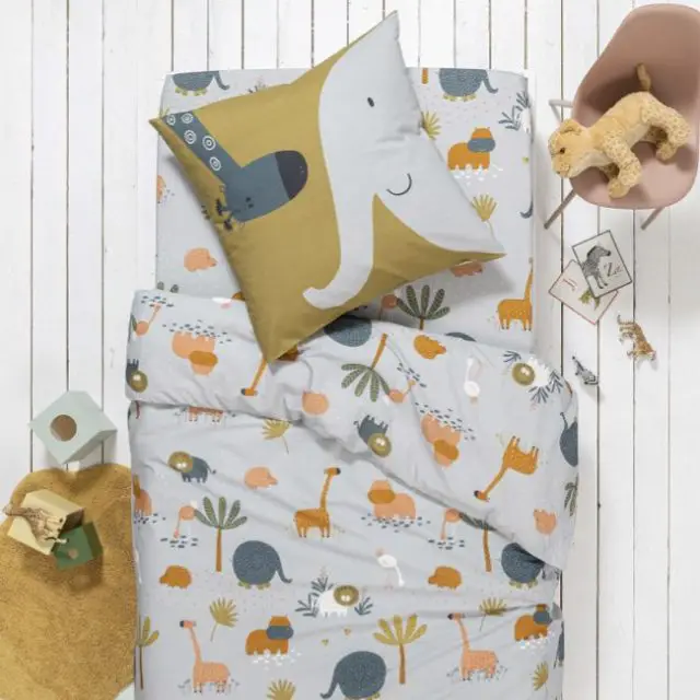 linge de lit enfant motif nature Linge de lit enfant imprimé Zoo - coton