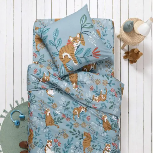 linge de lit enfant motif nature Linge de lit enfant imprimé Châtaigne - coton